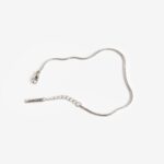 silver stainless steel minimal snake chain bracelet by Salaam Gallery, elegant and affordable jewelry