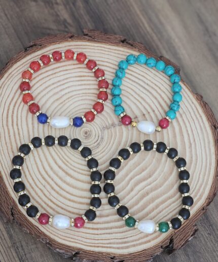 Mix and match hand made Macrome bracelet with pearl finishing.
