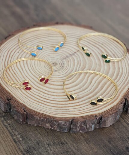 2 row red zircon bronze gold plated bracelet.