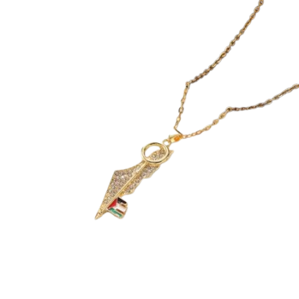 Iconic Palestine Flag & Map Key Pendant – Gold Tone