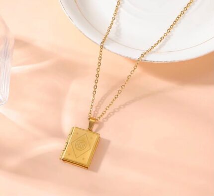 Locket Heart Square Islam Muslim Arabic Allah Stainless Steel Pendant Fashion Jewelry Necklace for Women
