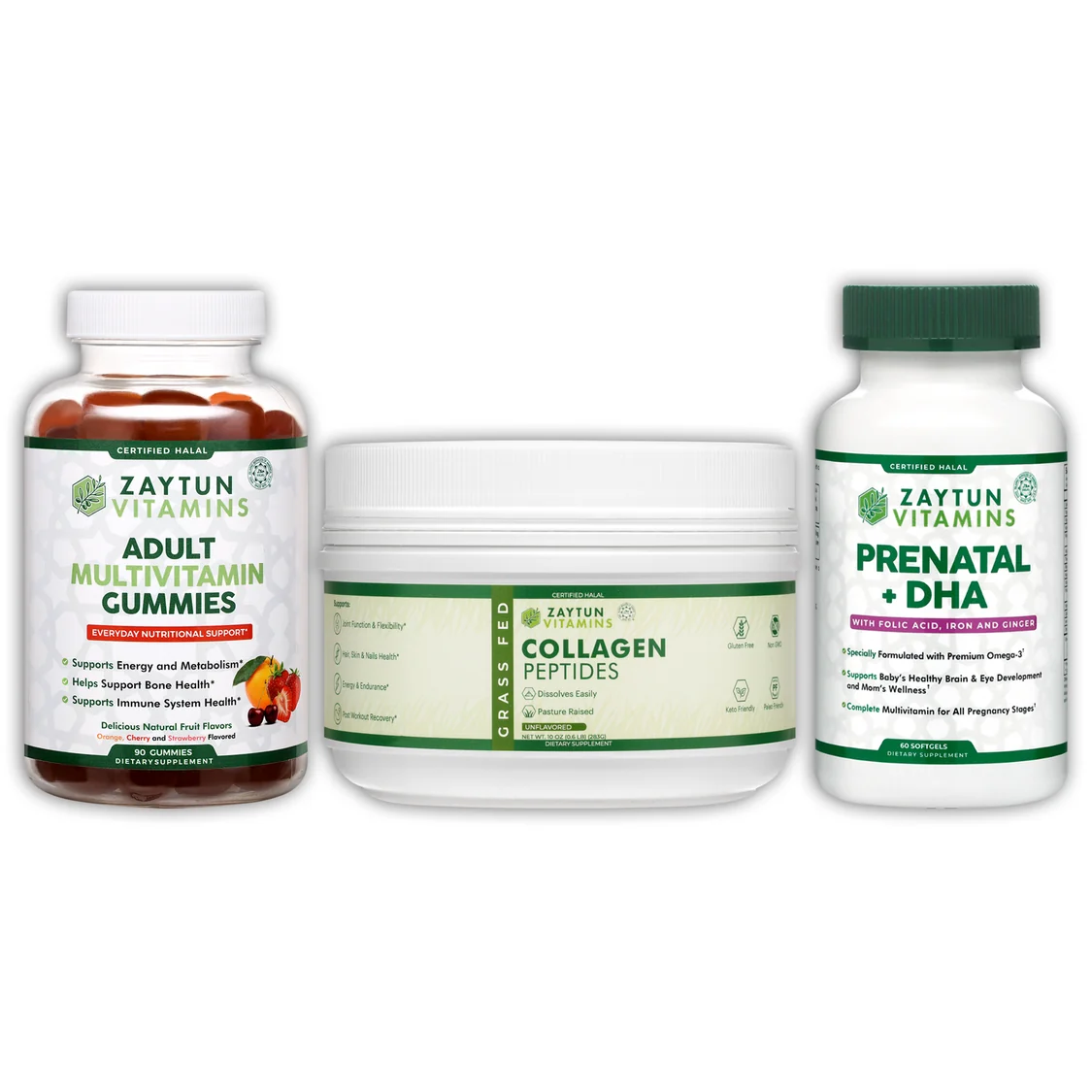 Adult Multivitamins + Collagen Peptides + Prenatal DHA Bundle Adult Multivitamins + Collagen Peptides + Prenatal DHA Bundle