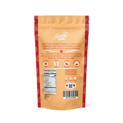 Back side of Apple Cider Vinegar Powder, Organic