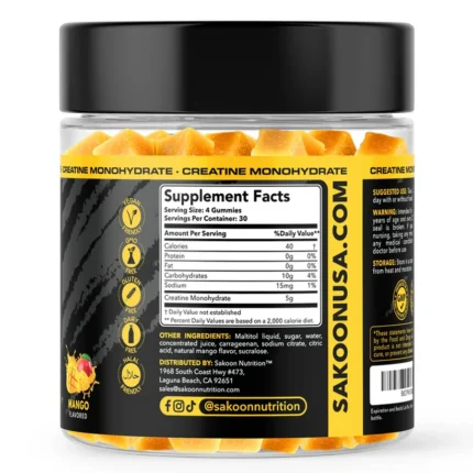 Back side of Creatine Monohydrate Gummies