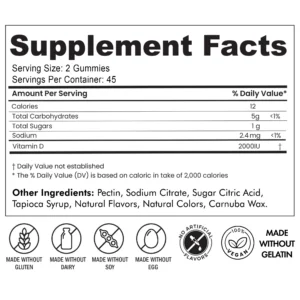 Supplement Facts Halal Vitamin D3 2000IU Gummies