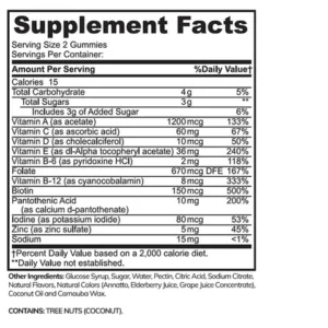 Supplement facts of Halal Adult Multivitamin Gummies