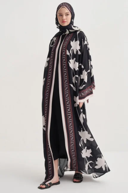 Azelina black floss abaya by Tülin Moda