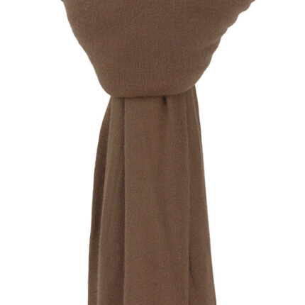 Close-up of the ultra-soft, stretchable dark mocha premium jersey hijab fabric, highlighting its breathable and thick, non-transparent texture.