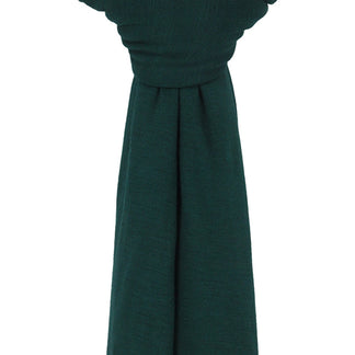 Close-up of the ultra-soft, stretchable forrest green premium jersey hijab fabric showing its breathable and thick, non-transparent texture.