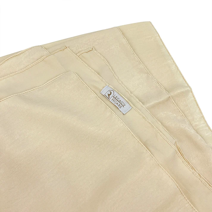 Glam beige velvet satin hijab by Legacy Hijabs