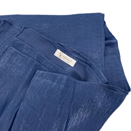 Glam denim blue velvet satin hijab by Legacy Hijabs