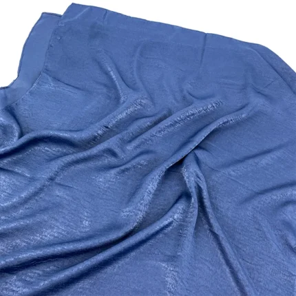 Denim blue velvet satin hijab with a soft, light-catching sheen