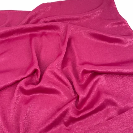 Fuchsia pink velvet satin hijab with a soft, light-catching sheen