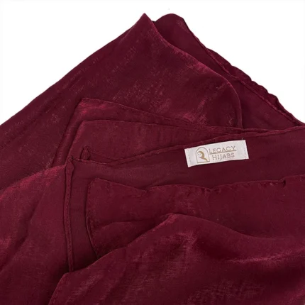 Glam maroon velvet satin hijab by Legacy Hijabs