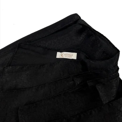 Glam midnight black velvet satin hijab by Legacy Hijabs