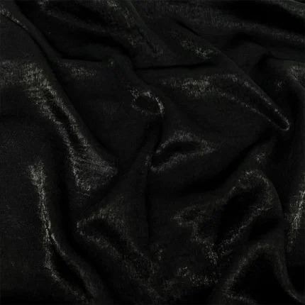 Midnight black velvet satin hijab with a soft, light-catching sheen