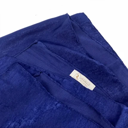 Glam navy blue velvet satin hijab by Legacy Hijabs