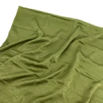 Olive green velvet satin hijab with a soft, light-catching sheen