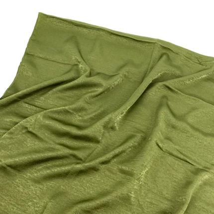 Olive green velvet satin hijab with a soft, light-catching sheen