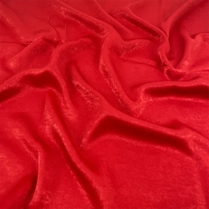 Rose red velvet satin hijab with a soft, light-catching sheen