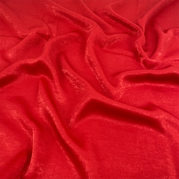 Rose red velvet satin hijab with a soft, light-catching sheen