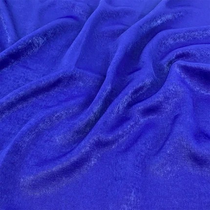 Sapphire blue velvet satin hijab with a soft, light-catching sheen