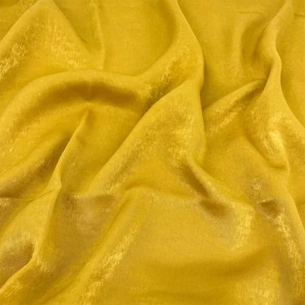 Sunflower yellow velvet satin hijab with a soft, light-catching sheen