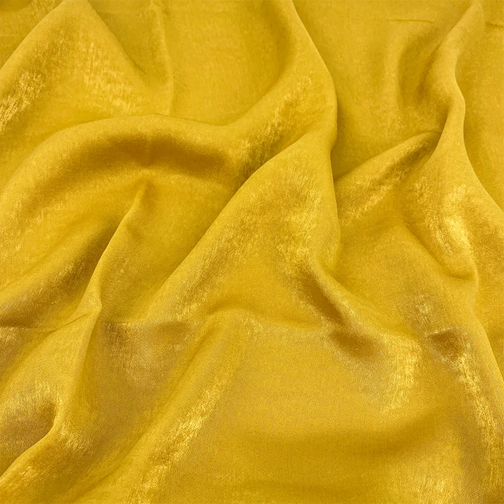 Sunflower yellow velvet satin hijab with a soft, light-catching sheen
