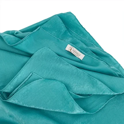 Glam turquoise blue velvet satin hijab by Legacy Hijabs