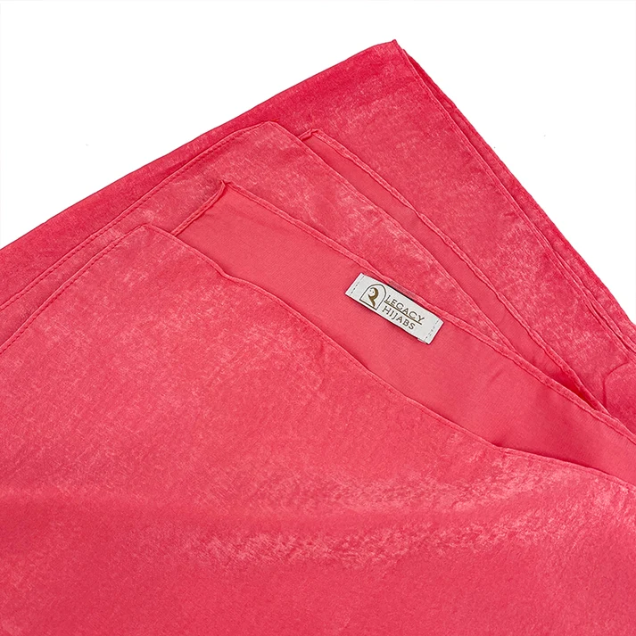 Glam watermelon red velvet satin hijab by Legacy Hijabs