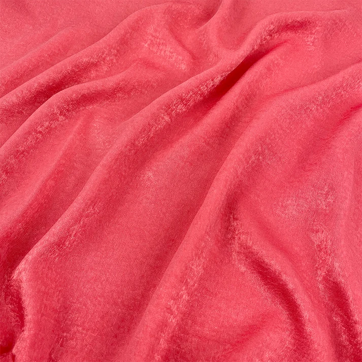 Watermelon red velvet satin hijab with a soft, light-catching sheen
