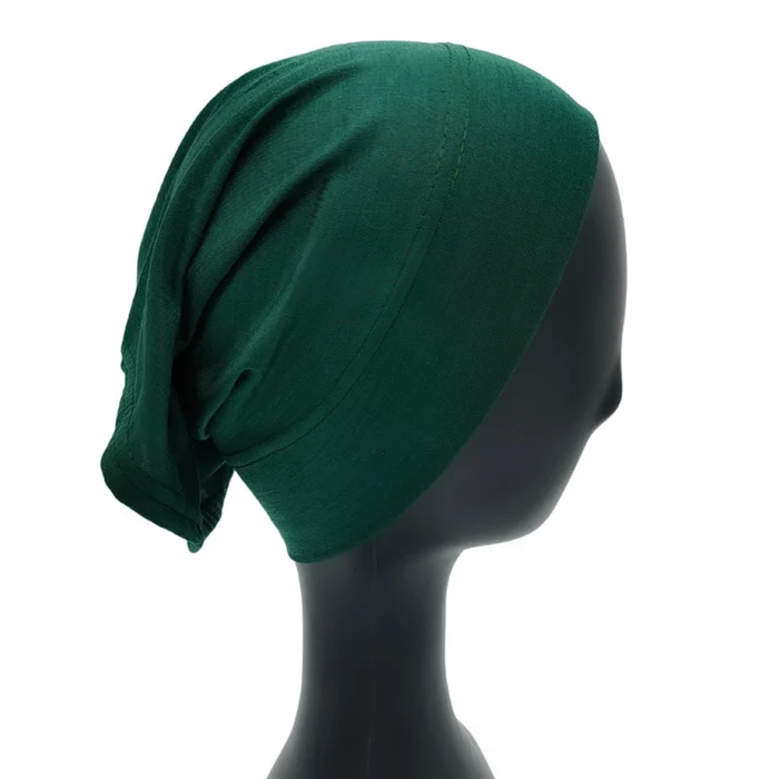 Bottle green open band tube underscarf in cotton jersey by Hijabunisa by AKH