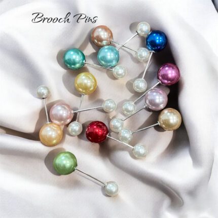 Assorted pearl brooch hijab pins with double pearl heads by Hijabunisa by AKH