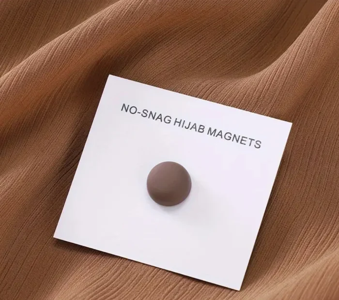 hijabunisa-round-hijab-magnets-matte-coffee Pair of matte coffee brown round hijab magnets, about 1 cm, by Hijabunisa by AKH