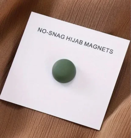 Pair of matte dark green round hijab magnets, about 1 cm, by Hijabunisa by AKH