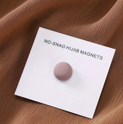 Pair of matte nude pink round hijab magnets, about 1 cm, by Hijabunisa by AKH