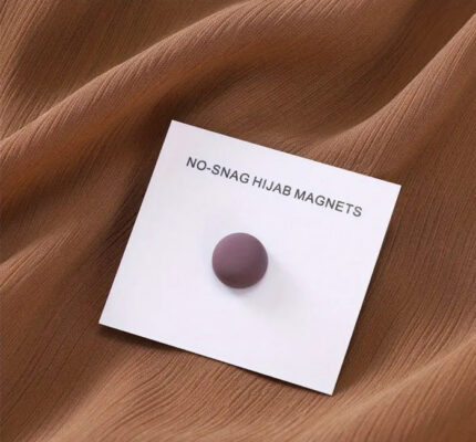 Pair of matte skin purple round hijab magnets, about 1 cm, by Hijabunisa by AKH