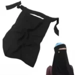 Black Saudi niqab, double layer, about 16 inches long with a 2 inch band