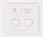 White magnet pin by Legacy Hijabs, a small no-snag hijab pin with a strong magnetic hold
