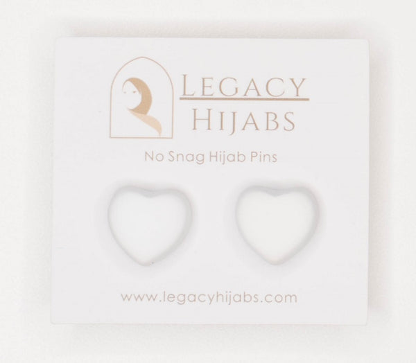 White magnet pin by Legacy Hijabs, a small no-snag hijab pin with a strong magnetic hold
