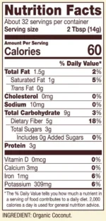 Nutition facts of Coconut Flour