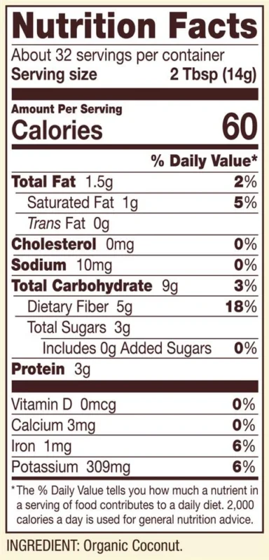 Nutition facts of Coconut Flour
