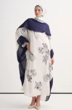 Peonia cream shawl collar kaftan by Tülin Moda