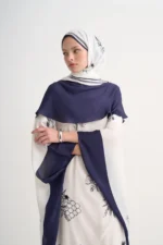 Cream kaftan with shawl collar in viscose cotton