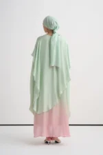 Mint green viscose cotton kaftan with a flowing cut