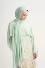 Rosalie scarf collar kaftan in mint green, Turkish modest wear