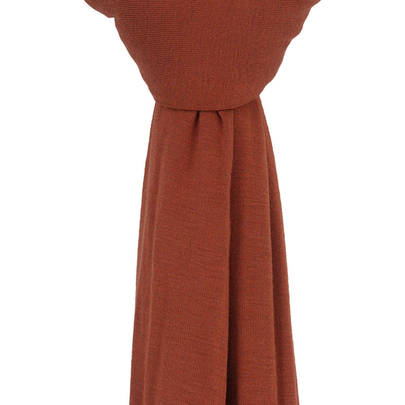 Close-up of the ultra-soft, stretchable sienna premium jersey hijab fabric showing its breathable and thick, non-transparent texture.