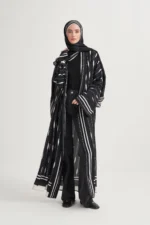 Tülin Moda Zyra black floss abaya, a long viscose abaya made in Türkiye